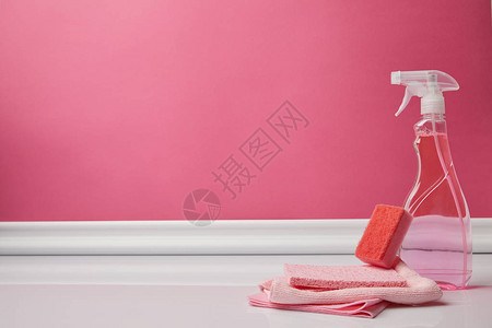 粉色清洗海绵抹布和图片
