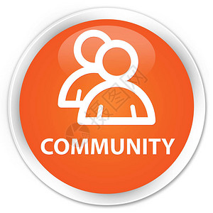 在溢价橙色圆钮扣抽象图示上孤立的社群背景图片