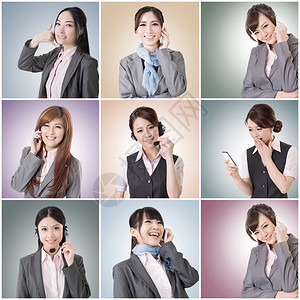 收集亚洲商业妇女谈话和倾听连接概念社交媒体团体演讲图片