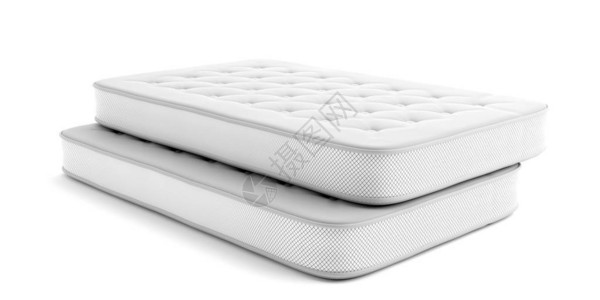 乳胶床垫堆叠的装饰材料在白色背景上被孤立3D插图舒适设计图片