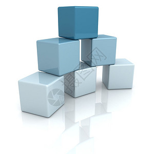 澳鲍白色上的蓝色积木或立方体设计图片