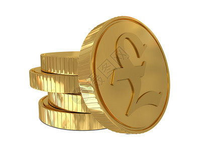 免佣金在白色背景上隔离的金币中的英镑符号插画