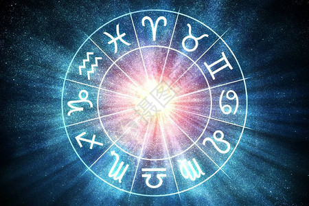 星座和星座概念Zodiac符号在圆圈中背景图片