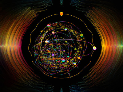 波函数系列适用于声音均衡器音乐频谱和量子概率项目的彩色正弦振动光和分形元背景图片