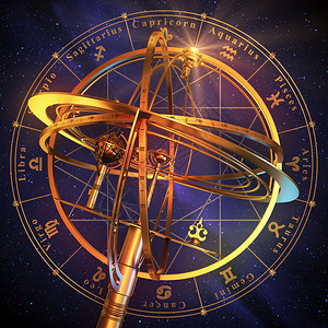 上带有Zodiac符号的圆形环球图片