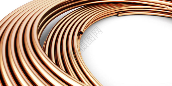 铜管白色背景的铜金属管产品设计图片