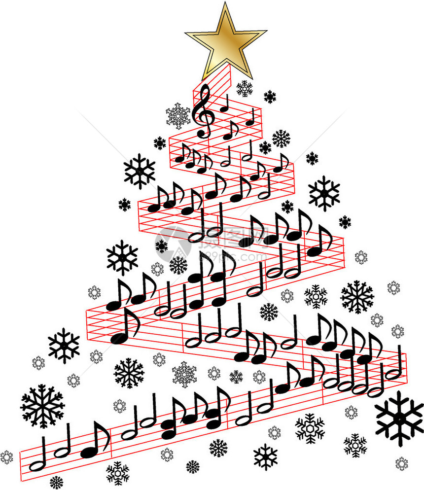 圣诞音乐树装饰图片