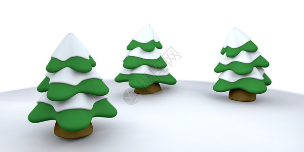 白雪皑的圣诞树的3D渲染背景图片