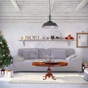 斯堪的纳维亚公寓客厅圣诞节的图片