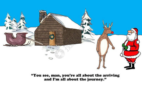 圣诞卡通关于鲁道夫和圣诞老人有不同的目标背景图片