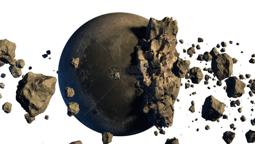 小行星在类似月亮的天体旁边生成图片