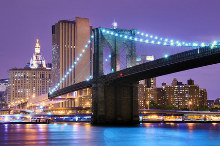 布鲁克林大桥横跨东河通向图片