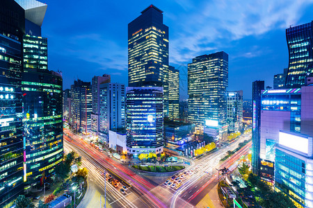 江南区的首尔天际线图片