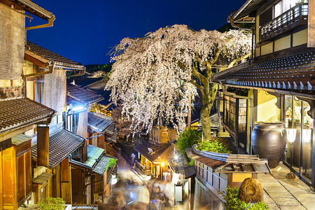 日本京都小巷夜景图片
