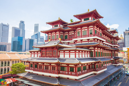佛牙寺和博物馆是位于新加坡唐人街区的佛教寺庙和图片