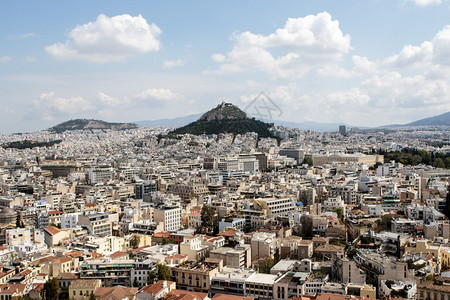 从希腊雅典卫城看雅典市中心和图片