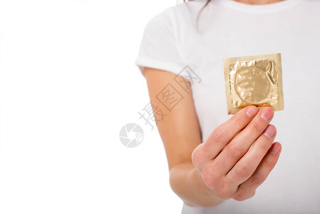 妇女用白衣隔离的避孕图片
