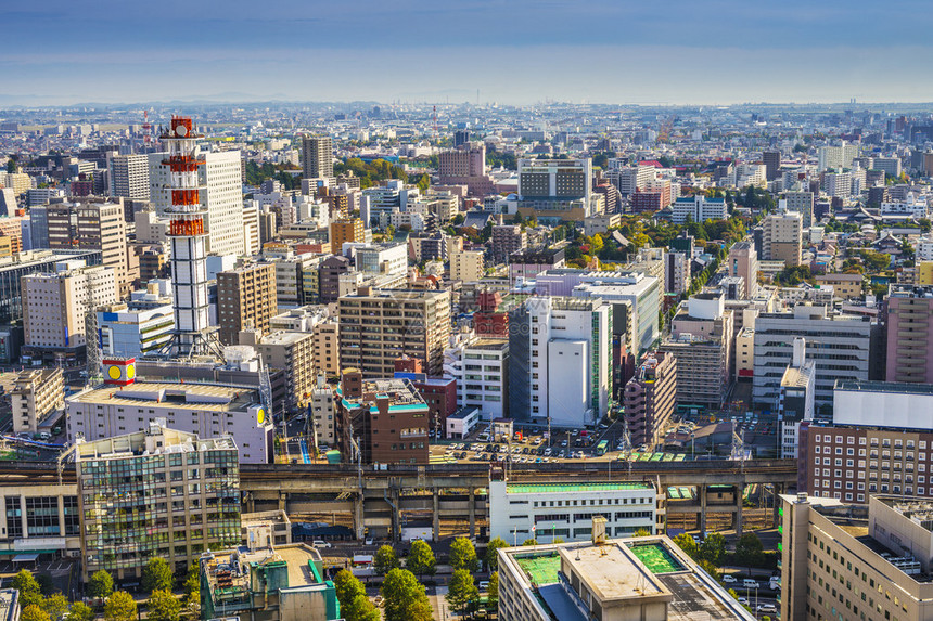 日本仙台中央区的城市景观图片