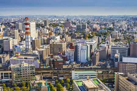 日本仙台中央区的城市景观背景图片
