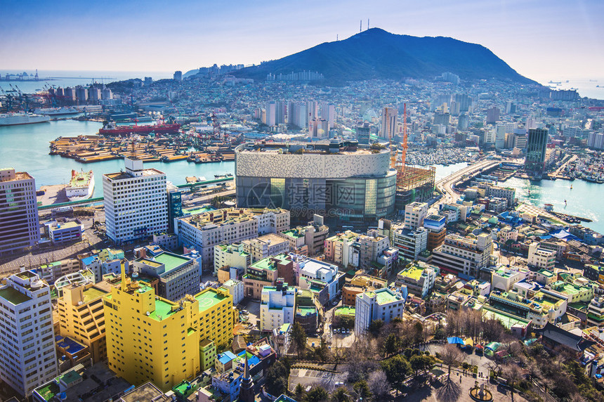釜山韩国城市景观从上面图片
