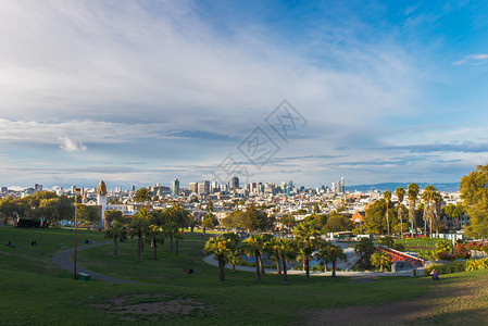 多洛丽丝公园旧金山的美丽和背景高清图片