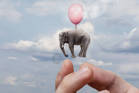 手臂正把大象射向天空免费赠图片