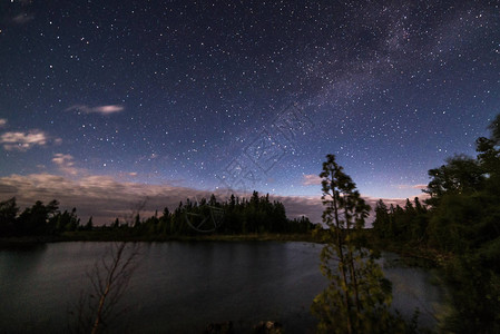 吉亚恰托湖唯美的夜景星空星星插画