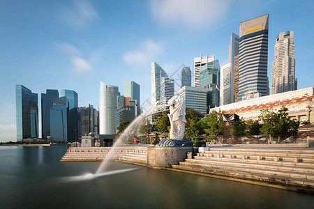 新加坡商业区天际线上午日出在新加图片