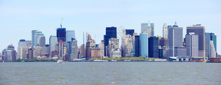 纽约市中心和曼哈顿天际线全景美国图片