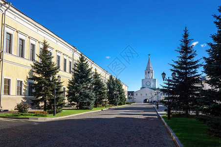 俄罗斯鞑靼斯坦喀山克里姆林宫的院子和斯图片