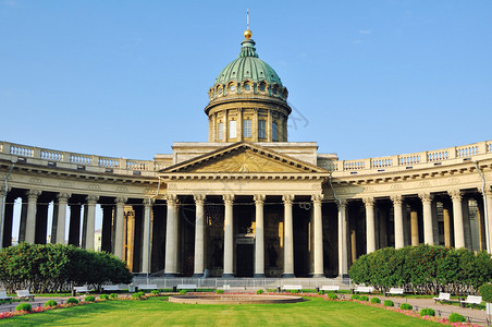 喀山大教堂圣彼得堡俄罗斯背景图片