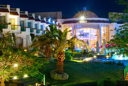 有游泳池和棕榈树的酒店在埃及沙姆图片
