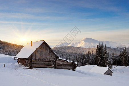 清晨的冬季风景图片