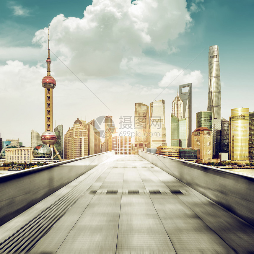 通向上海浦东的闪光车道城市幻想景色夸图片