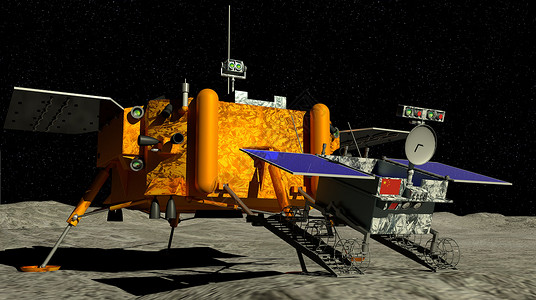 玉兔号月球车嫦娥四号月球探测器的玉兔二号月球车后裔登陆月球表面设计图片