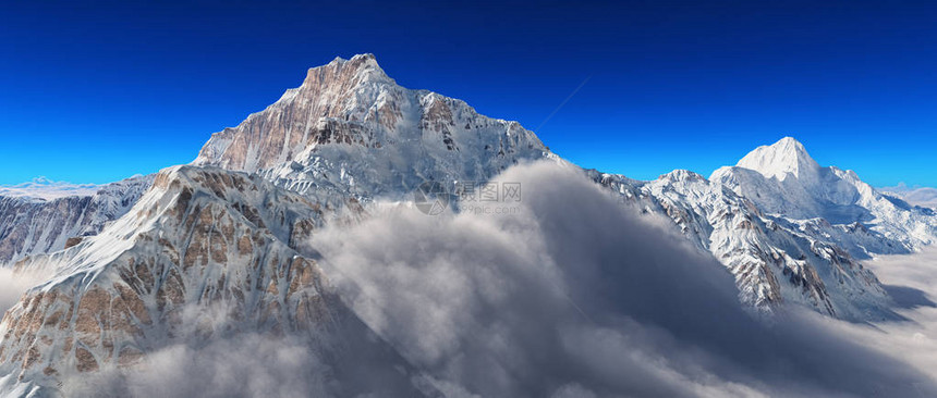 山顶上的雪这是一个3d渲染插图图片