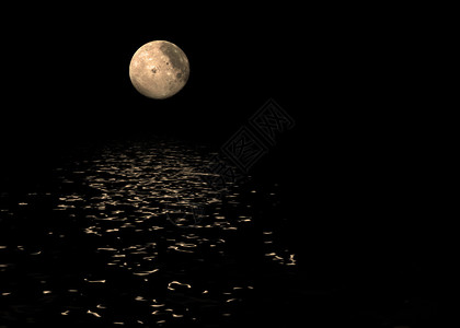 夜晚海洋上空的满月图片