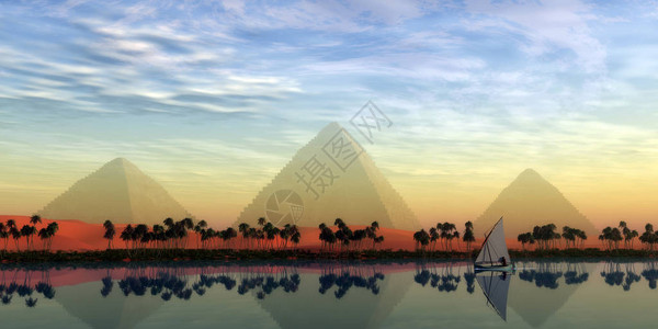 大叻高原大普里亚米兹家族在穿越埃及的尼罗河上肆插画