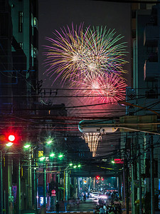 日本东京烟花大会背景图片