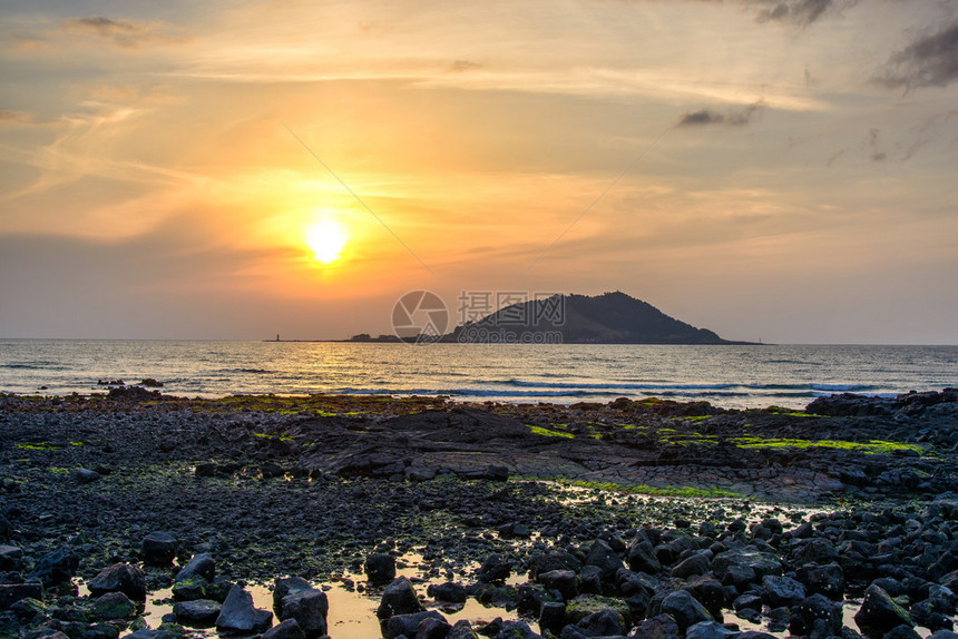 朝韩济州岛艾沃尔海边的Hyeopjae海滩Yyeopjae图片