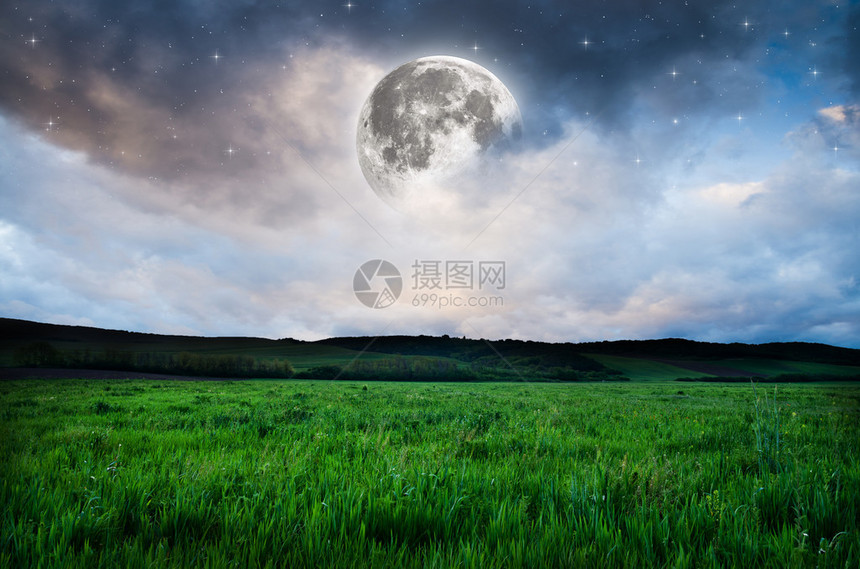 夜空满月背景美国航天局提供的图像图片
