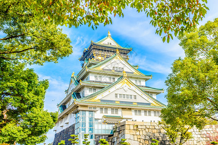 日本大阪城的美丽建筑图片