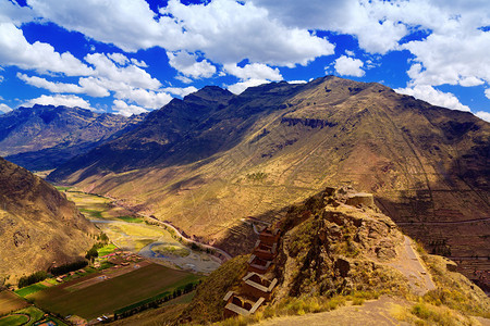 鸟瞰秘鲁圣谷和乌鲁班巴河图片