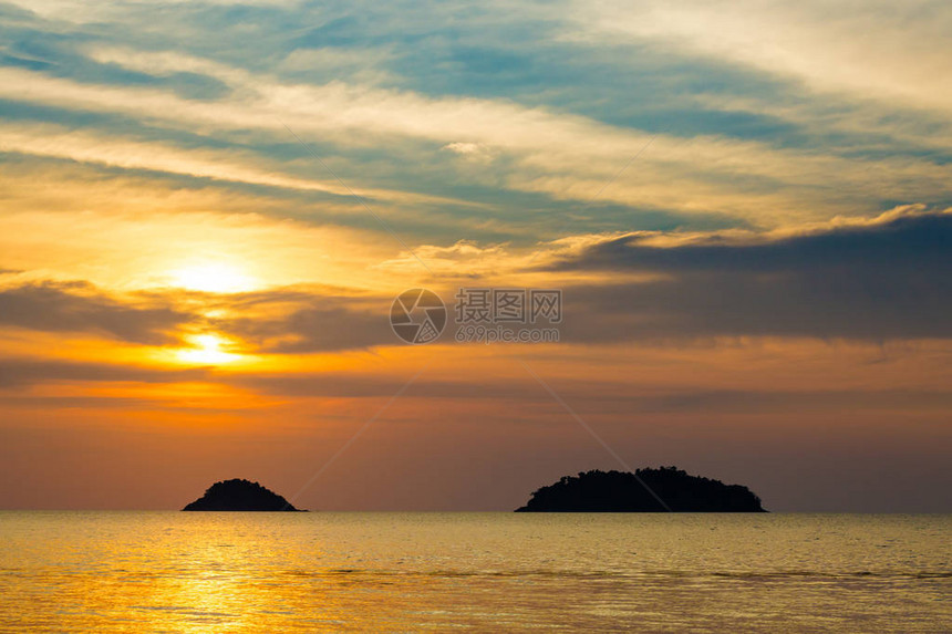 泰国热带高昌岛夏季日落风景海景从凯裴海图片