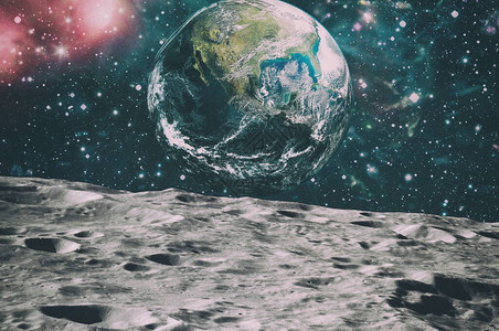 脚印作为人们在那里或伪造的证据从月球表面看到的美国宇航局提供的这图片