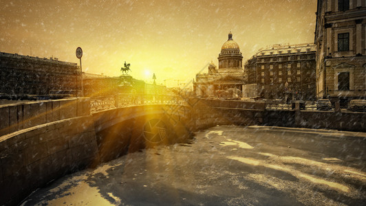 黄金圣彼得堡冬季彼得堡在提图片