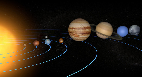 矮棕竹太阳系的行星及其少数卫星以及几颗遥远的矮行星的插图以上设计图片
