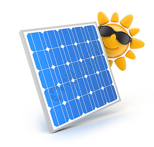 白色背景和太阳的现代太阳能电池板图片