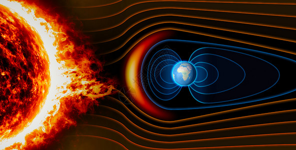 地球磁场地球太阳风高清图片