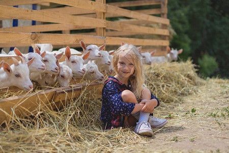 小女孩参观农场背景图片